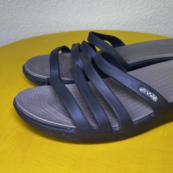 Crocs Rhonda Women’s Size 9M Brown Slides Wedge Heel Sandal Comfort - Picture 8 of 16